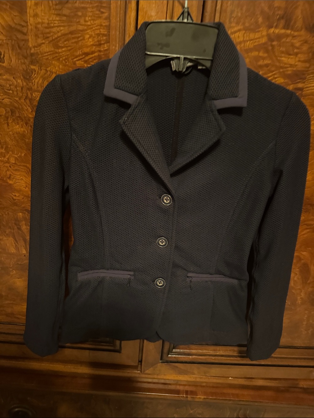 Girls' Ovation Navy Mesh Textured Equestrian Riding Show Jacket